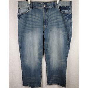 True Nation Mens Sz 46x28 Relaxed Denim Straight Whispering Medium Blue Jeans